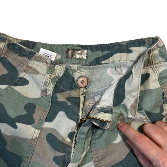 Mother women's pants 24 US 0 green camo print straight leg raw hem jeans - Picture 3 of 11